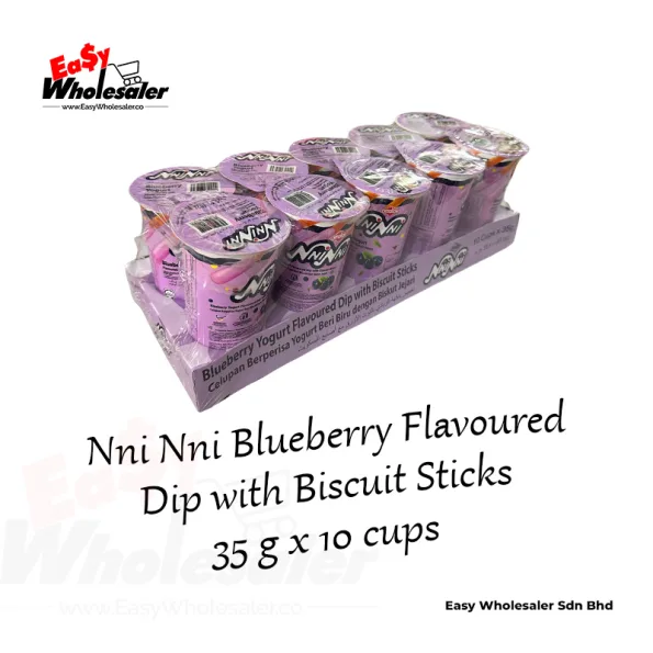CV Mallow Nni Nni Blueberry Flavoured Dip with Biscuit Sticks 35g 3