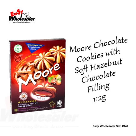 PMN Moore Chocolate Cookies with Soft Hazelnut Chocolate Filling 112g