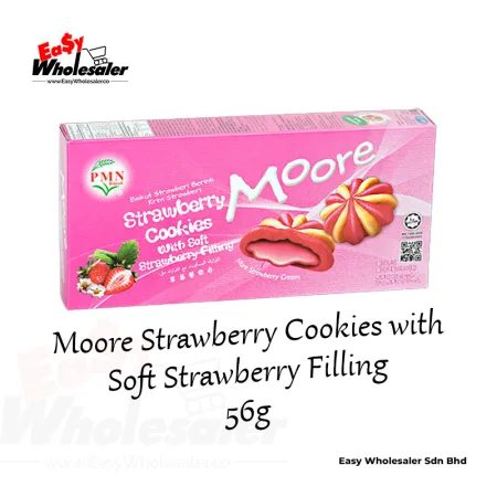 PMN Moore Strawberry Cookies with Soft Strawberry Filling 56g