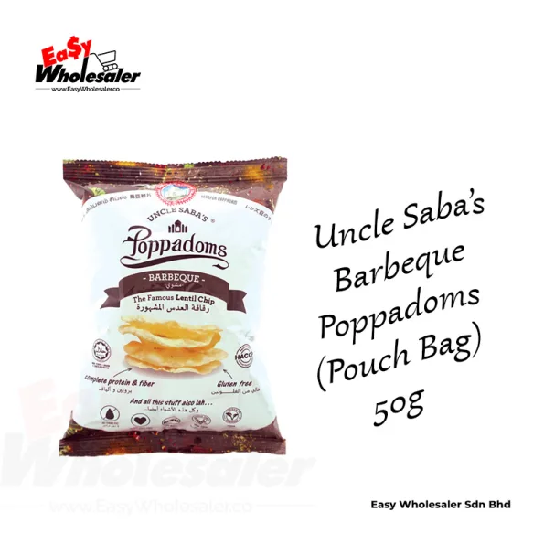 Uncle Saba's Barbeque Poppadoms 50g Pouch Bag