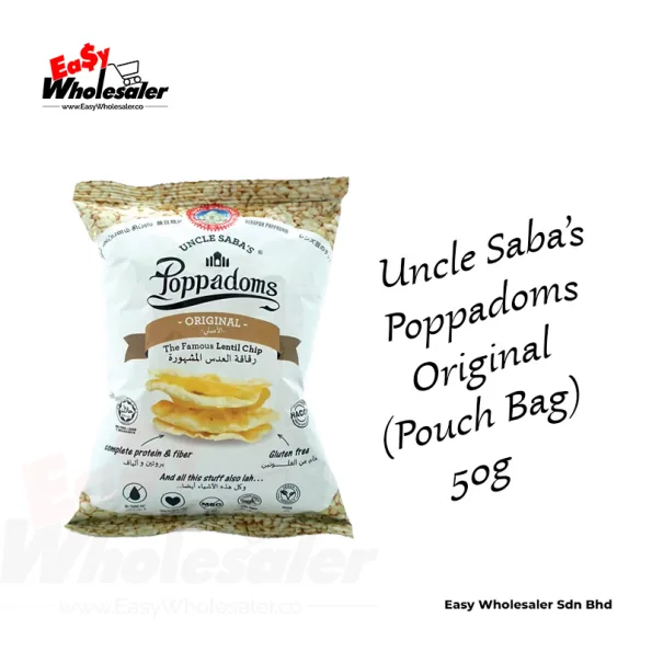 Uncle Saba's Poppadoms Original 50g Pouch Bag