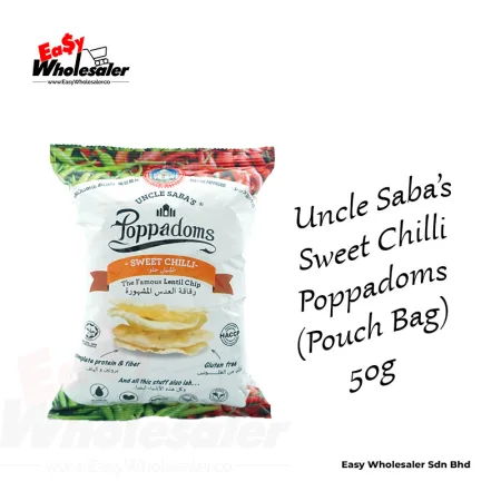 Uncle Saba's Sweet Chilli Poppadoms 50g Pouch Bag