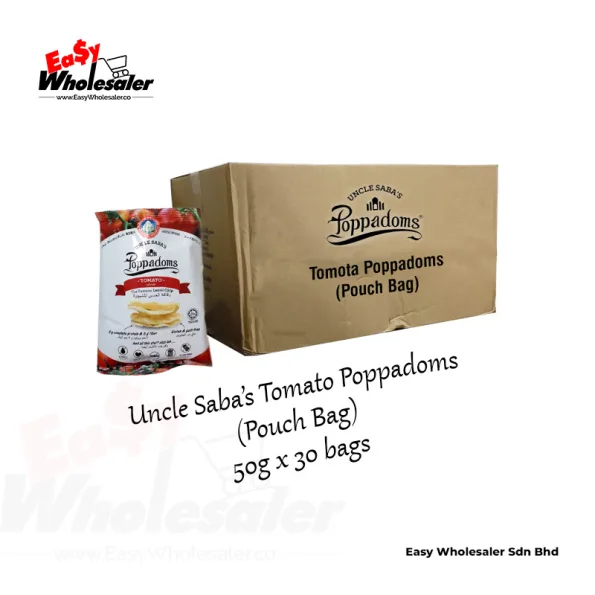 Uncle Saba’s Tomato Poppadoms 50g Pouch Bag 3