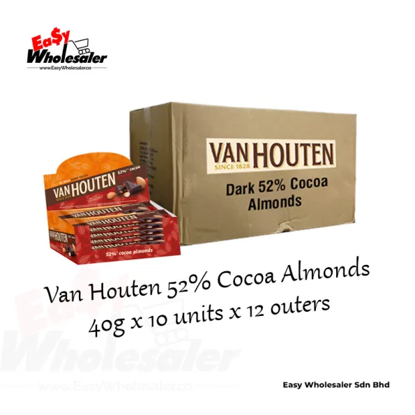 Van Houten 52% Cocoa Almonds Chocolae Bar 40g 4