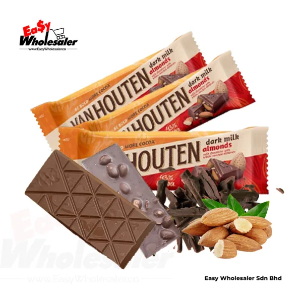 Van Houten Dark Milk Almonds Chocolate Bar 40g 2