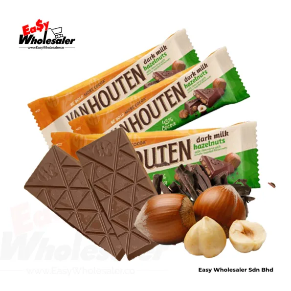 Van Houten Dark Milk Hazelnuts Chocolate Bar 40g 2
