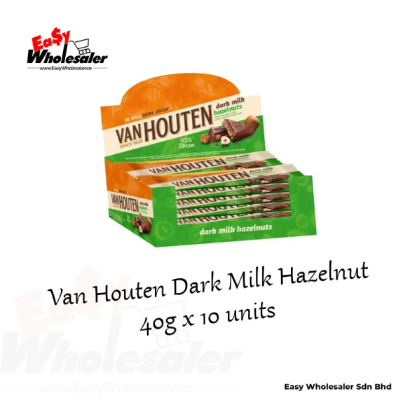Van Houten Dark Milk Hazelnuts Chocolate Bar 40g 3